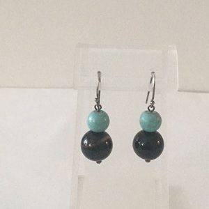 onyx turquoise howlite Sterling silver earrings
